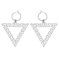 GREEK KEY DANGLE AND DROP OPEN TRIANGLE CLASP EARRINGS