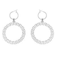 GREEK KEY DANGLE AND DROP OPEN CIRCLE CLASP EARRINGS