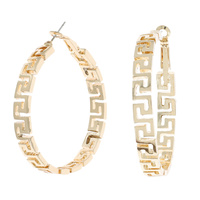 50MM LARGE GREEK KEY CIRCULAR HOOP EARRINGS