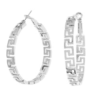 50MM LARGE GREEK KEY CIRCULAR HOOP EARRINGS