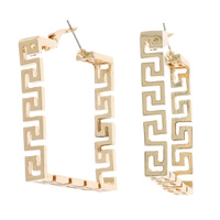 50MM LARGE GREEK KEY SQUARE HOOP EARRINGS