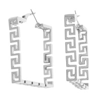50MM LARGE GREEK KEY SQUARE HOOP EARRINGS