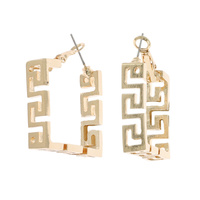 25MM GREEK KEY SQUARE HOOP EARRINGS
