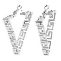 50MM LARGE GREEK KEY TRIANGLE HOOP EARRINGS