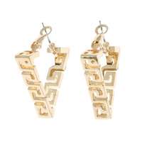 30MM GREEK KEY TRIANGLE HOOP EARRINGS