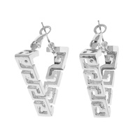 30MM GREEK KEY TRIANGLE HOOP EARRINGS