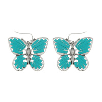 WESTERN WRAPPED BUTTERFLY DANGLE AND DROP HOOK EARRINGS