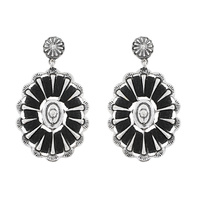 WESTERN 2-TIER WOVEN CONCHO DANGLE AND DROP EARRINGS