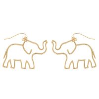 LUCKY ELEPHANT WILDLIFE CUTOUT DANGLE AND DROP HOOK EARRINGS