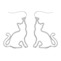 CAT CURLED TAIL CUTOUT DANGLE AND DROP HOOK EARRINGS