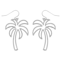 TROPICAL PALM TREE CUTOUT DANGLE AND DROP HOOK EARRINGS