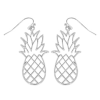 TROPICAL FRUIT PINEAPPLE CUTOUT DANGLE AND DROP HOOK EARRINGS