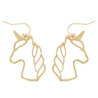 UNICORN HEAD CUTOUT DANGLE AND DROP HOOK EARRINGS