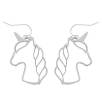 UNICORN HEAD CUTOUT DANGLE AND DROP HOOK EARRINGS