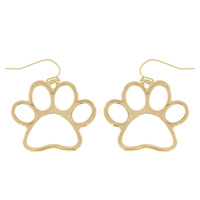 PAW CUTOUT DANGLE AND DROP HOOK EARRINGS IN GOLD AND SILVER TONE METAL