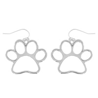 PAW CUTOUT DANGLE AND DROP HOOK EARRINGS IN GOLD AND SILVER TONE METAL