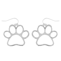 PAW CUTOUT DANGLE AND DROP HOOK EARRINGS IN GOLD AND SILVER TONE METAL