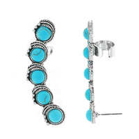 WESTERN CURVED TURQUOISE EAR CUFF EARRINGS