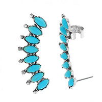 WESTERN CURVED TURQUOISE EAR CUFF EARRINGS
