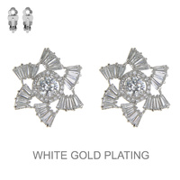 Cz Stone Flower Clip Earrings Eccz5245Rcl
