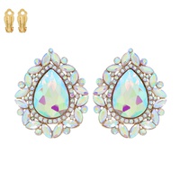 VINTAGE CRYSTAL TEARDROP HALO CLIP-ON EARRINGS