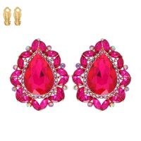 VINTAGE CRYSTAL TEARDROP HALO CLIP-ON EARRINGS