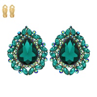 VINTAGE CRYSTAL TEARDROP HALO CLIP-ON EARRINGS