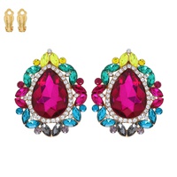 VINTAGE CRYSTAL TEARDROP HALO CLIP-ON EARRINGS