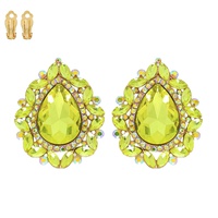 VINTAGE CRYSTAL TEARDROP HALO CLIP-ON EARRINGS