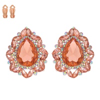 VINTAGE CRYSTAL TEARDROP HALO CLIP-ON EARRINGS