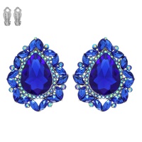 VINTAGE CRYSTAL TEARDROP HALO CLIP-ON EARRINGS