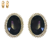 OVAL RHINESTONE CLIP EARRING