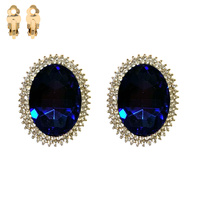 OVAL RHINESTONE CLIP EARRING