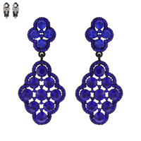 FILIGREE DANGLE STONE CLIP EARRING