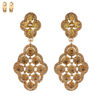 FILIGREE DANGLE STONE CLIP EARRING