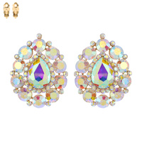 TEARDROP RHINESTONE CLIP EARRING