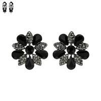 FLOWER RHINESTONE CLIP EARRING