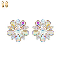 FLOWER RHINESTONE CLIP EARRING