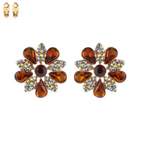 FLOWER RHINESTONE CLIP EARRING