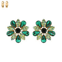 FLOWER RHINESTONE CLIP EARRING