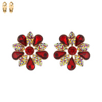 FLOWER RHINESTONE CLIP EARRING
