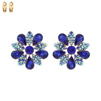 FLOWER RHINESTONE CLIP EARRING