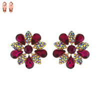 FLOWER RHINESTONE CLIP EARRING