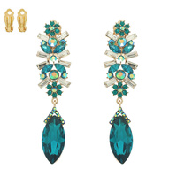 FLOWER RHINESTONE CLIP EARRING