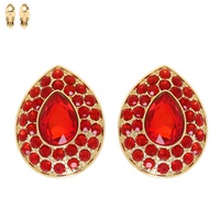 CRYSTAL RHINESTONE TEARDROP CUT HALO CLIP-ON EARRINGS