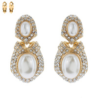 Stone With Pearl Clip Earrings