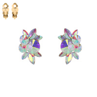 STONE CLUSTER RHINESTONE CLIP EARRINGS