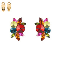 STONE CLUSTER RHINESTONE CLIP EARRINGS