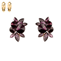 STONE CLUSTER RHINESTONE CLIP EARRINGS