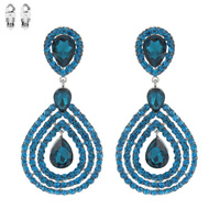 2-TIER OPEN TEARDROP DANGLE AND DROP CLIP ON EARRINGS
